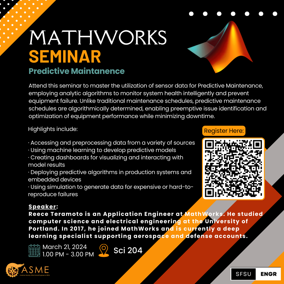 SFSU ENGR American Society of Mechanical Engineers Mathworks Matlab Seminar