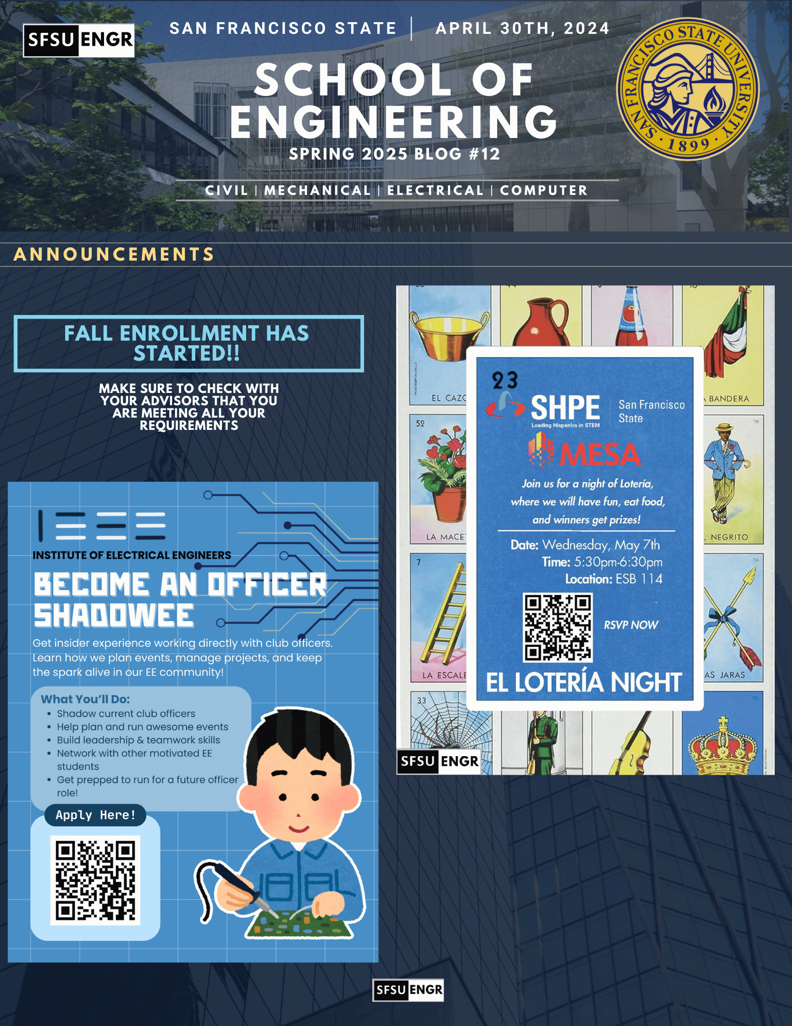 San Francisco State Universikty School of Engineemring Newsletter #12 April 30 2025 Spring 2025
