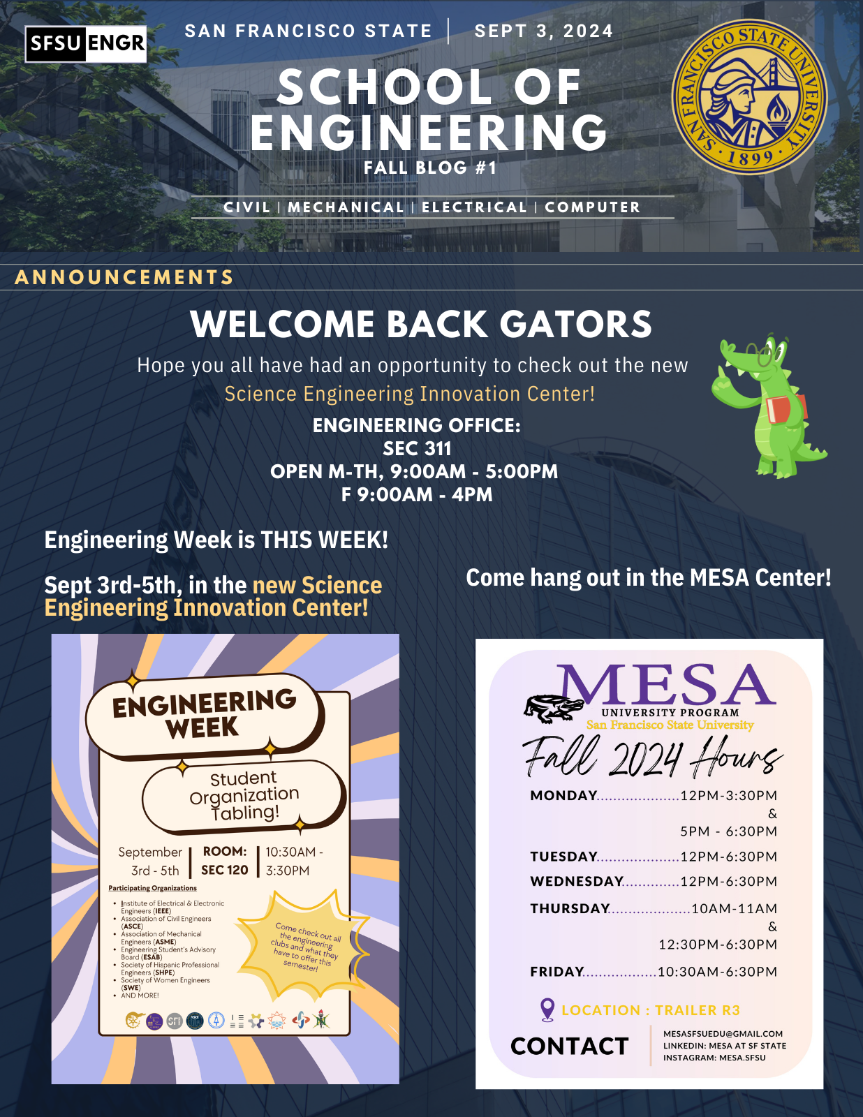 Page 1 SFSU ENGR Spring 2024 Newsletter #1 Septmeber 4 2024