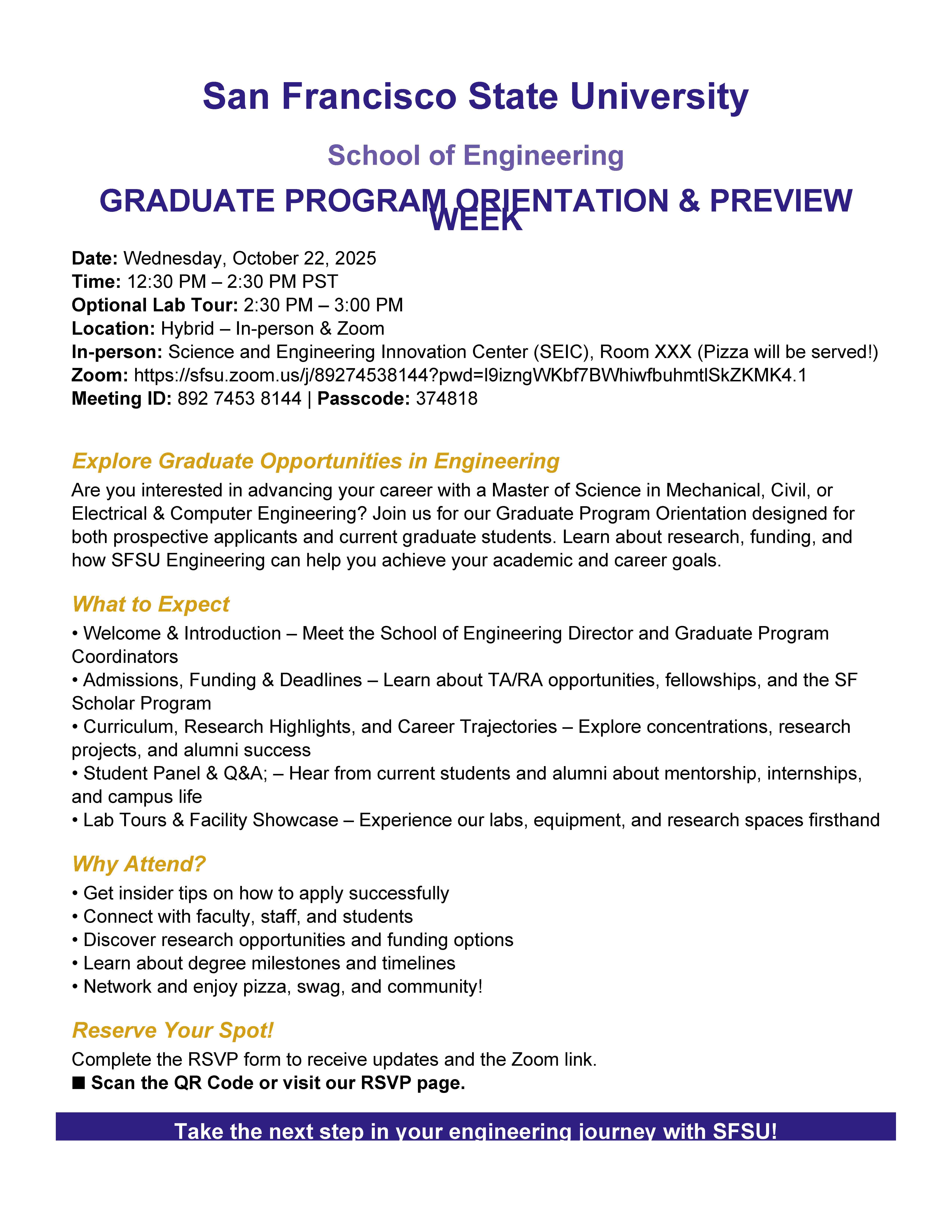 SFSU School of Engineering Graduate Preview Orientation Fall 2025