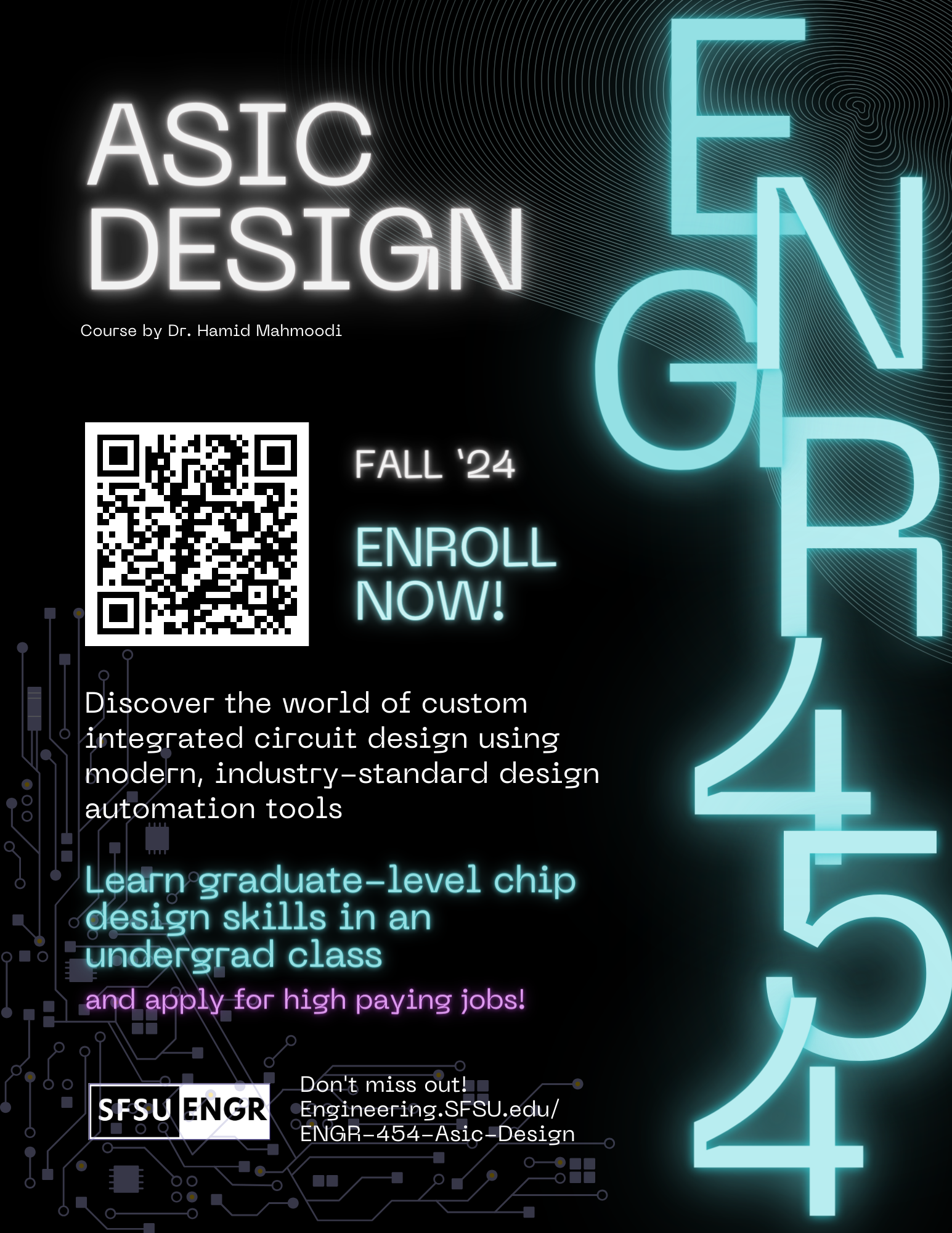 ENGR 454 ASIC Design Promotional Flyer for F:all 2024