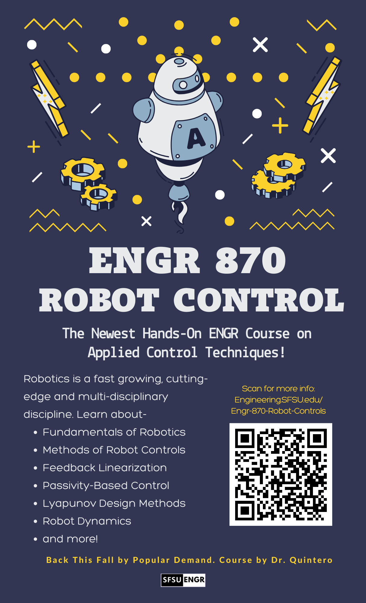 School of Engineering ENGR 870 Robot Control Promotional Flyer for Spring 2024
