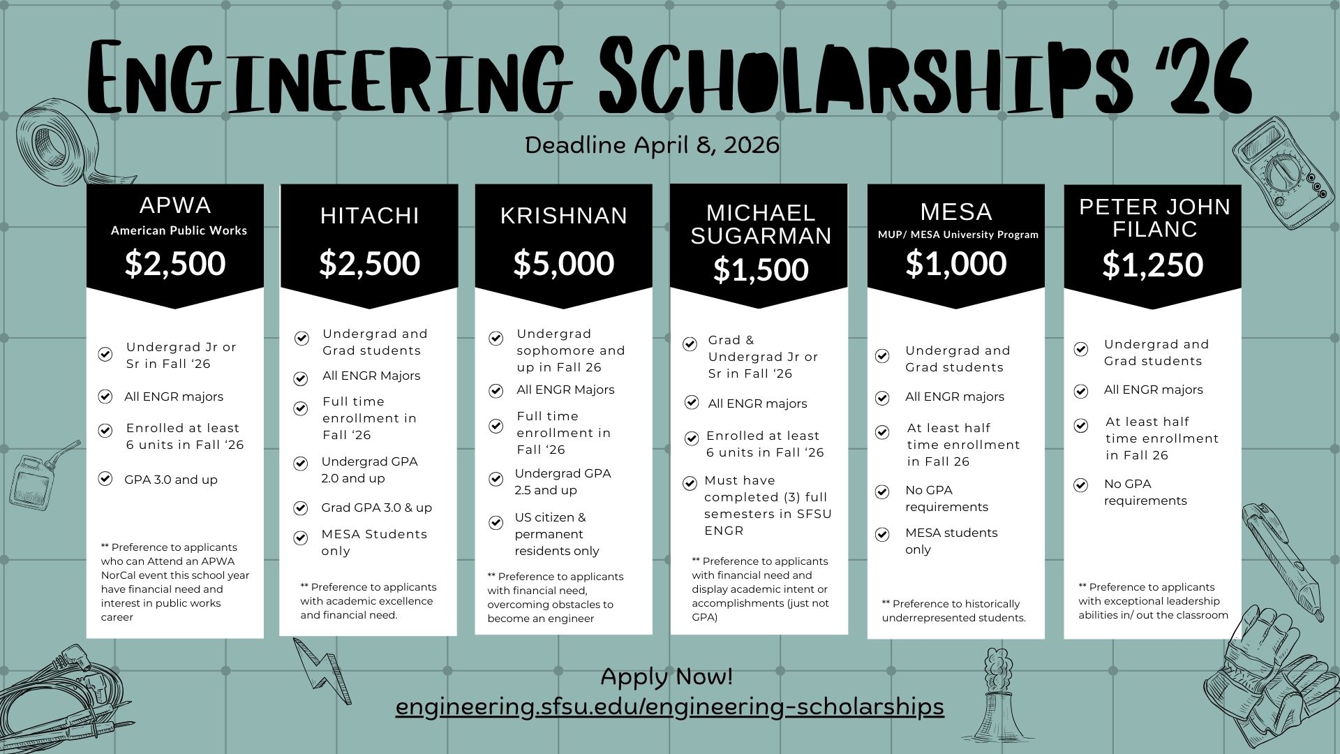 School of Engineering Scholarahips for Academic Year 2026 page 1