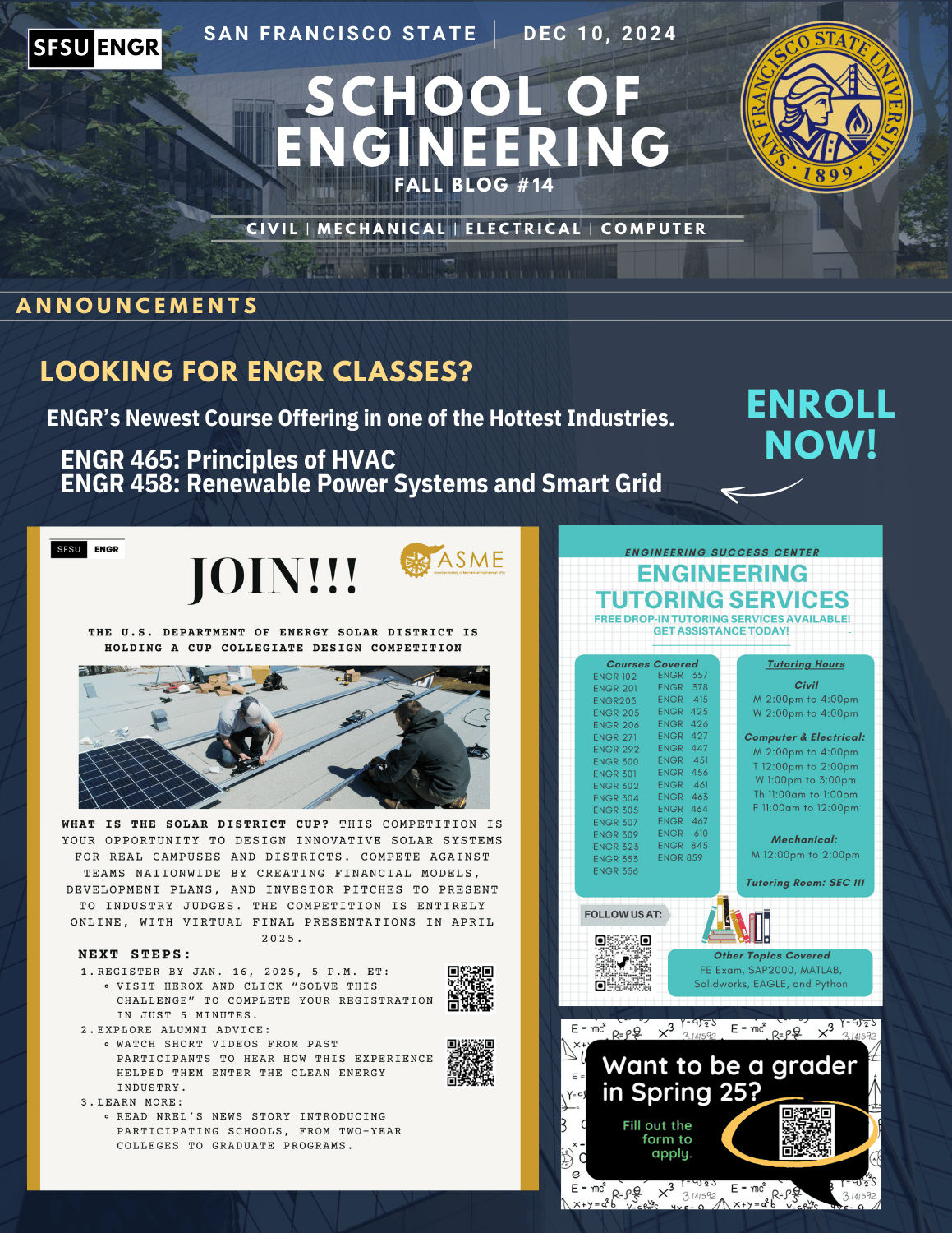 Page 1 SFSU ENGR Fall 2024 Engineering Weekly Newsletter Dec 10 2024