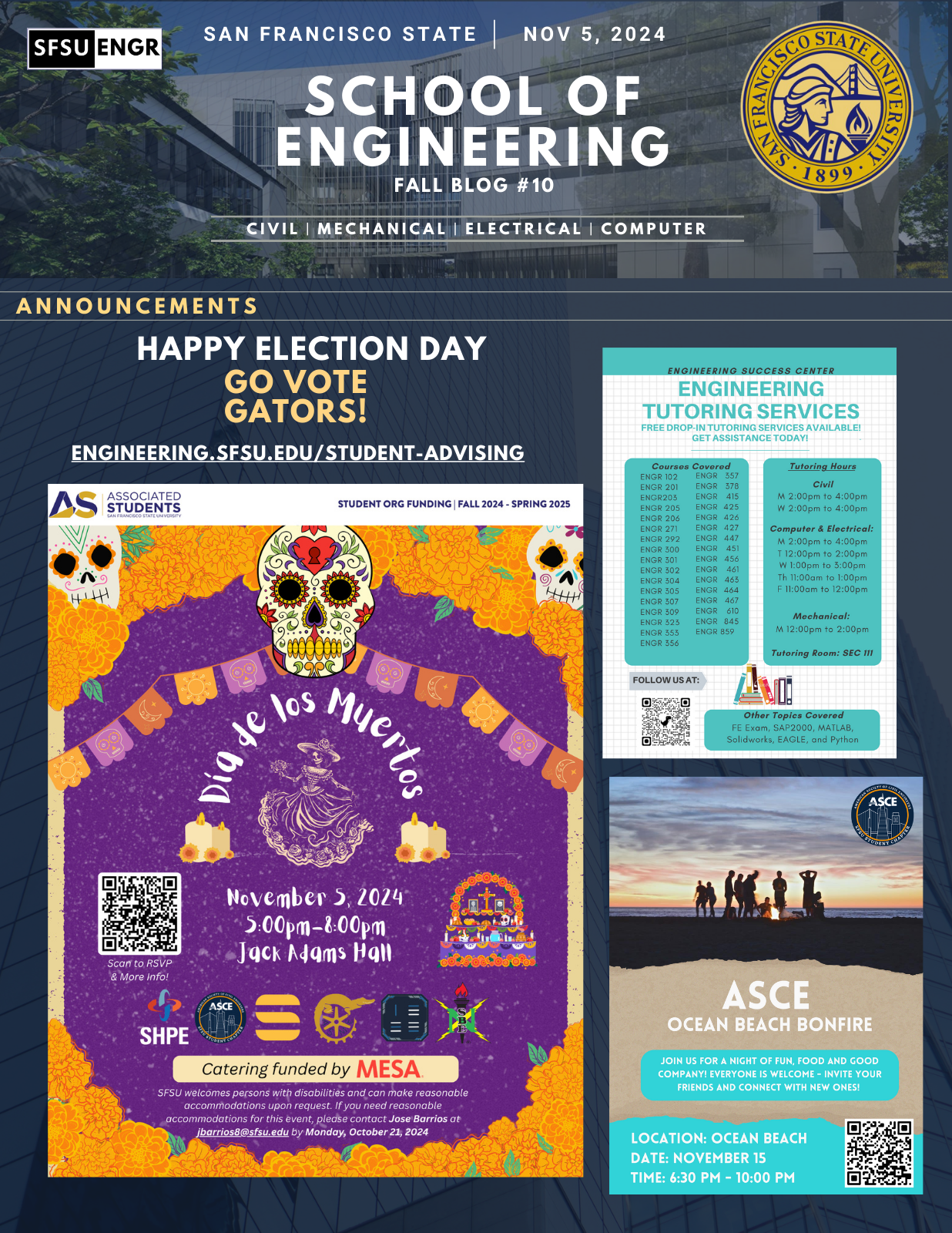 San Francisco State University School of Engineering Weekly Newsletter Week 10 Fall 2024 Page 1