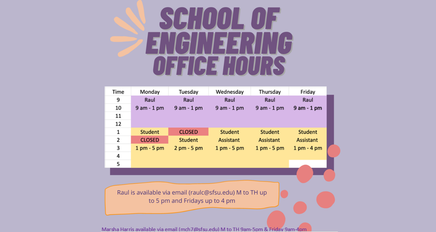 Sfsu Spring 2022 Schedule Welcome To The School Of Engineering | School Of Engineering