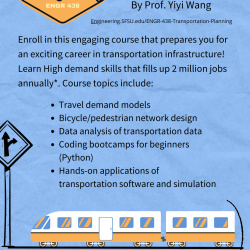 SFSU Engineering ENGR438 Transportaiton Planning Promotional Flyer for Fall 2024